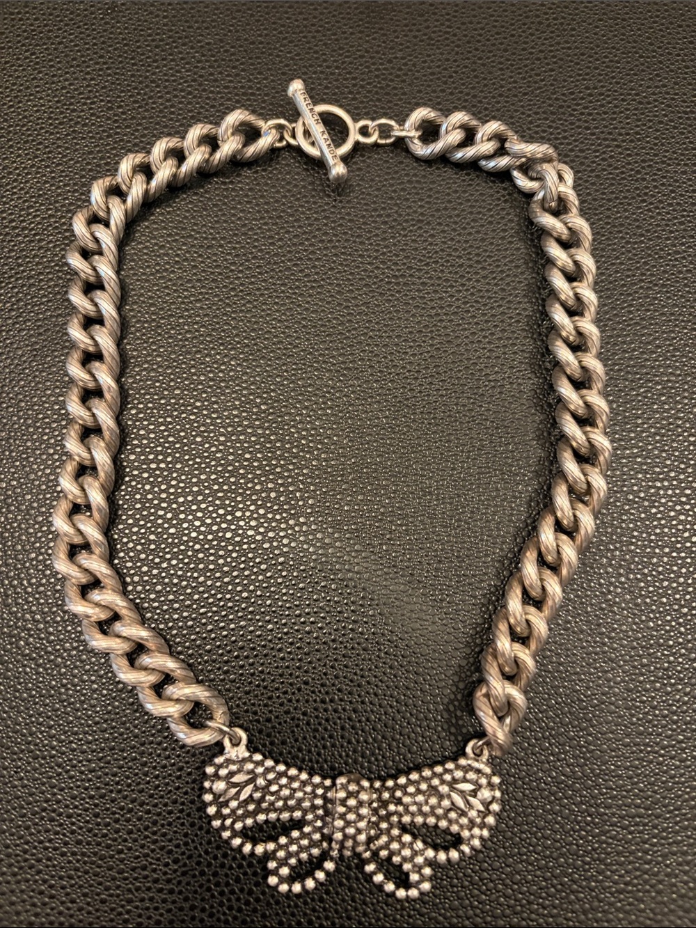 French Kande Silver-Tone Bow Chunky Necklace